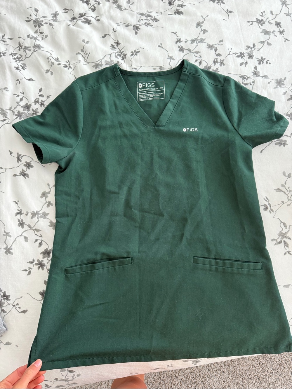 FIGS Dark Green V-Neck Scrub Top